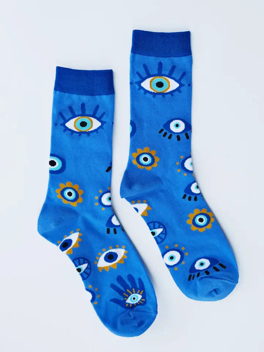 Evil Eye 100% Cotton Women's Crew Socks