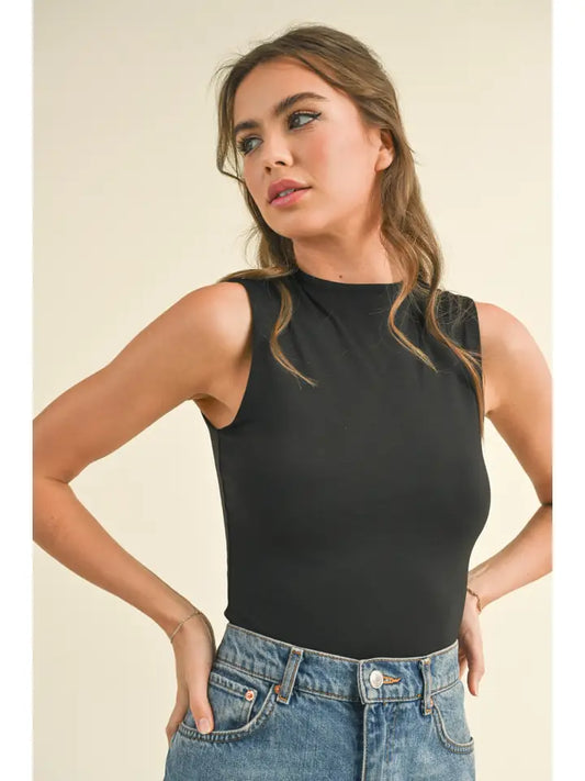 Round High Neck Sleeveless Top