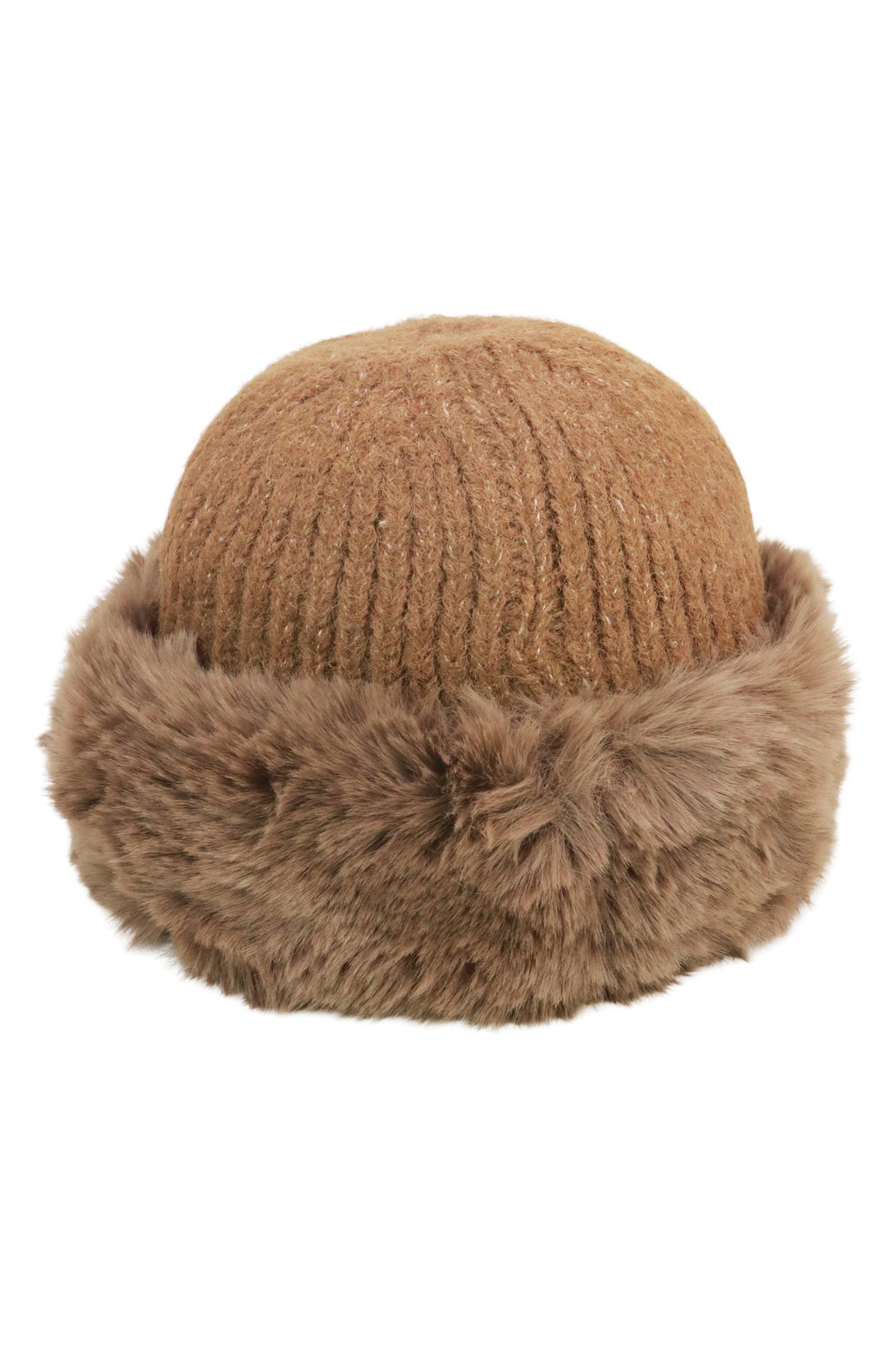 Chunky Knitted Fluffy Faux Fur Cuffed Beanie: ASSORTED / ONE SIZE