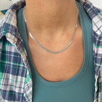 Load image into Gallery viewer, Silver Herringbone Necklace Stainless Steel

