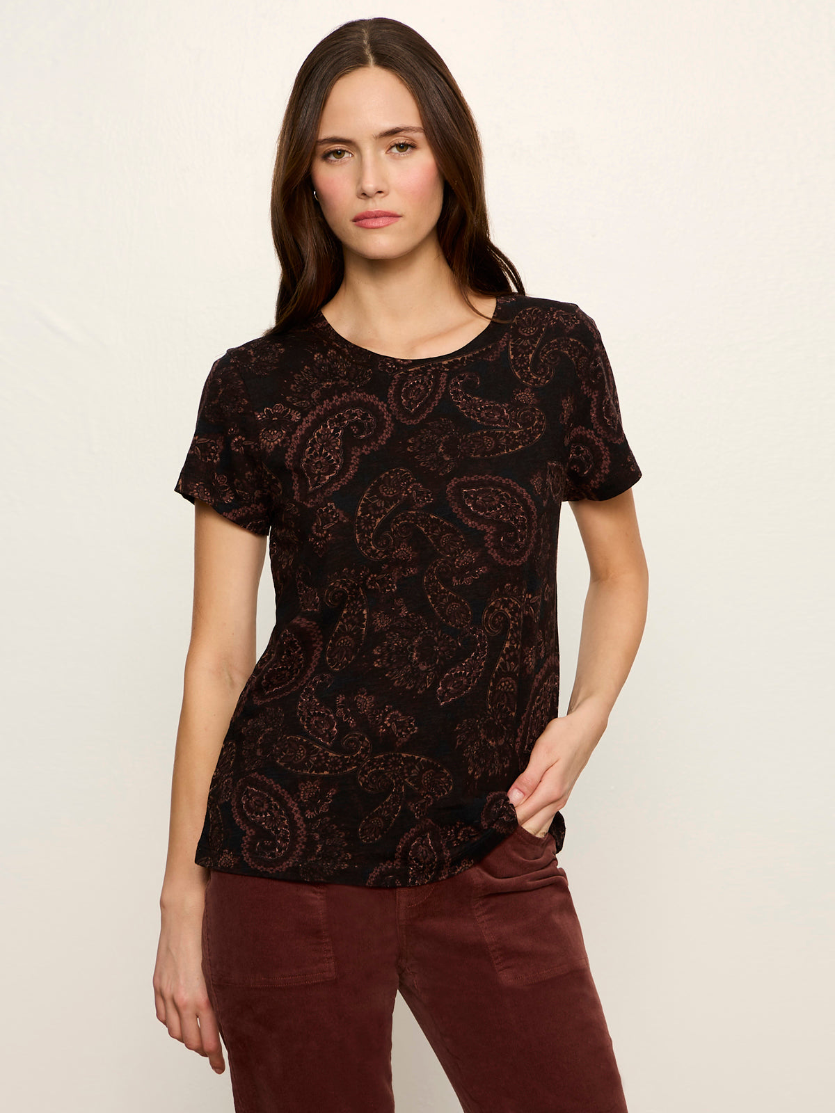 The Perfect Tee Cocoa Paisley