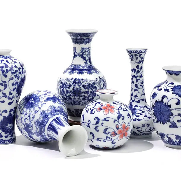 Chinoiserie Bud Vase, Porcelain Vases, Blue and White Vases