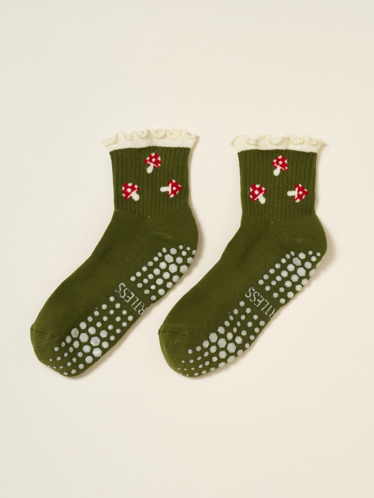 Mushroom Ruffle Grip Pilates Socks