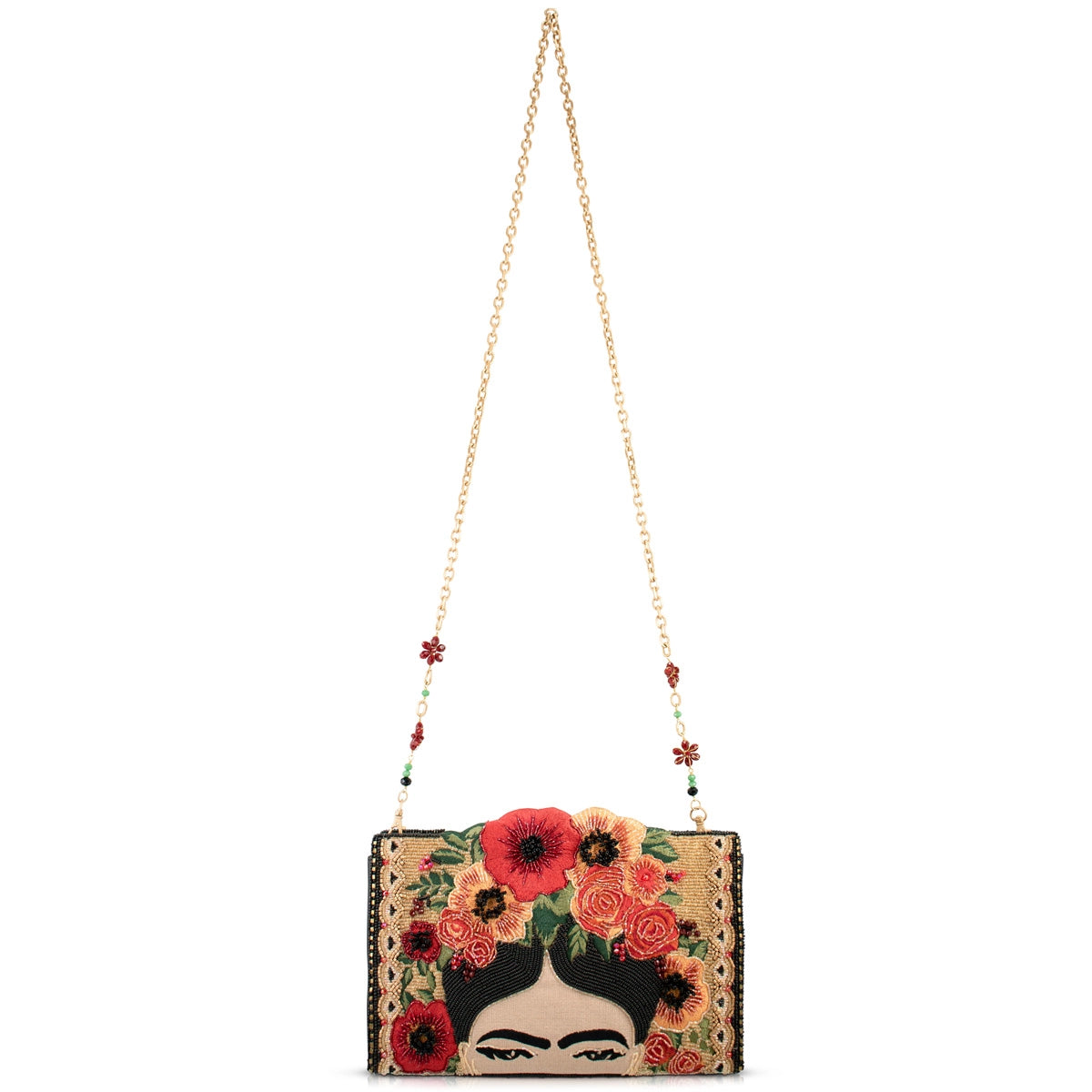 Icon Frida Kahlo with Flower Headpiece Crossbody Handbag
