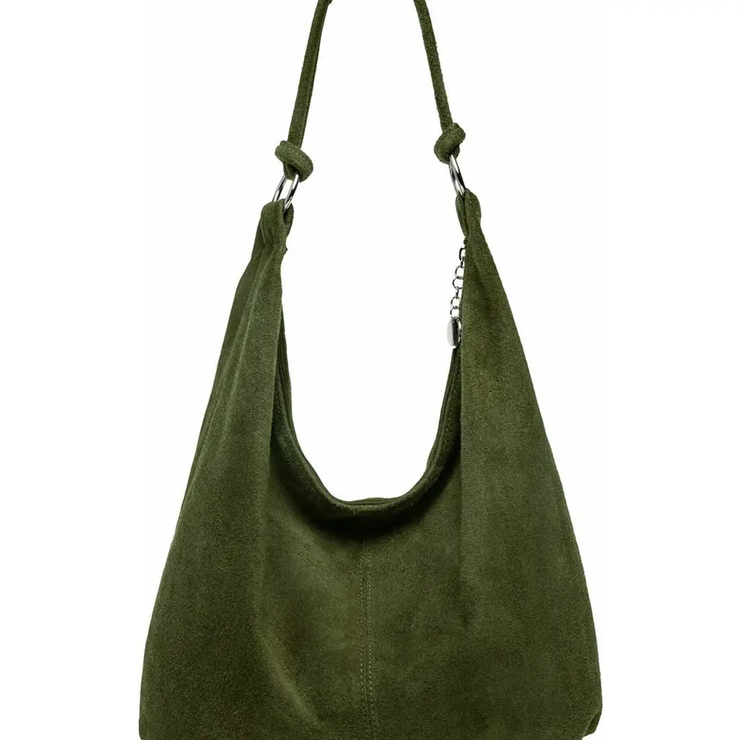 Large Slouchy Italian Suede Leather Hobo Tote Bag
