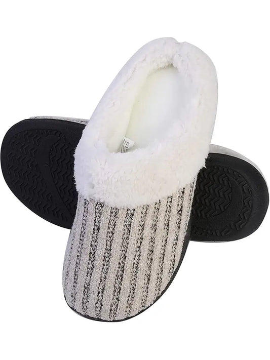 Roxoni Women’S House Slippers Knit Fleece Lined Cozy Clog Ho