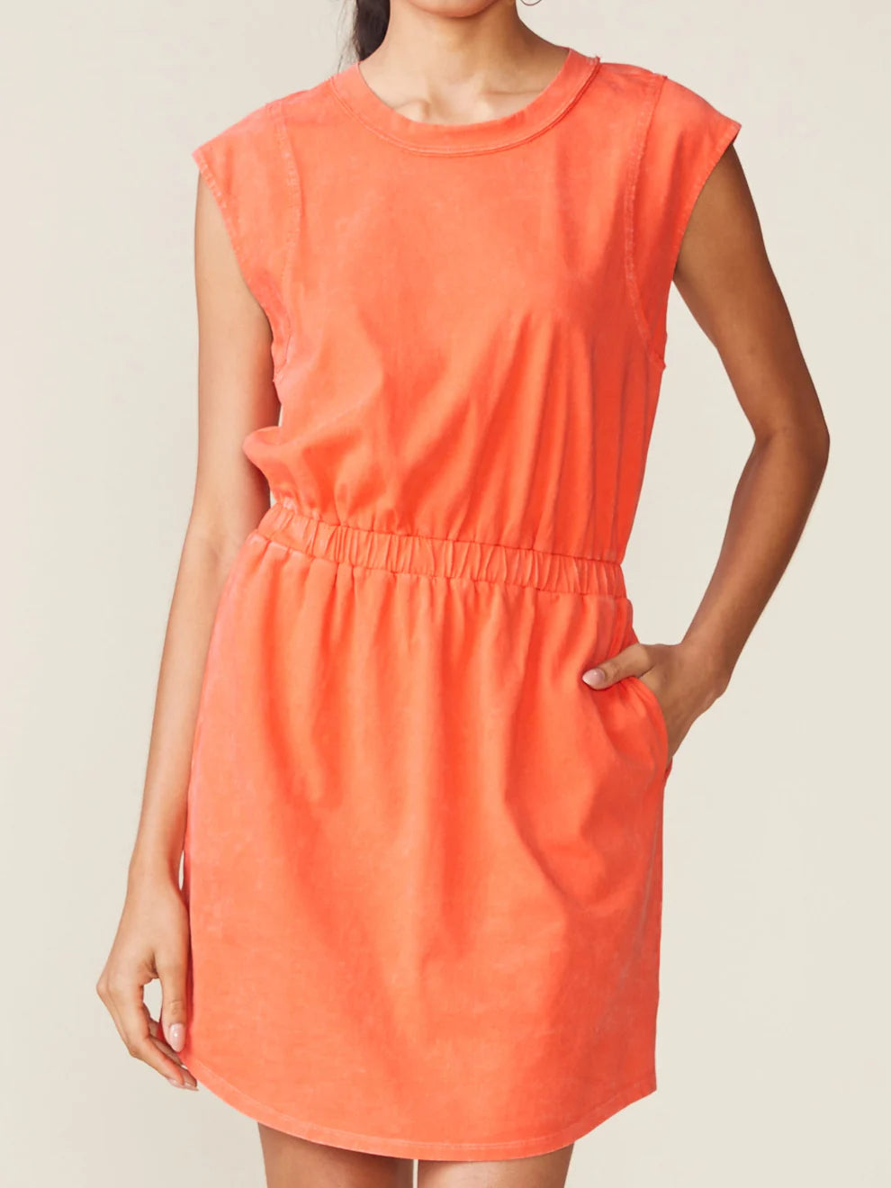 Washed Cotton Seam Detail Dress