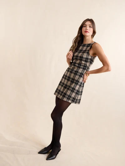 Served Up Stretch Plaid Mini Dress
