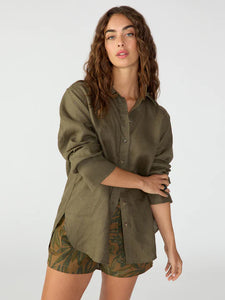 Relaxed Linen Shirt Mossy Green