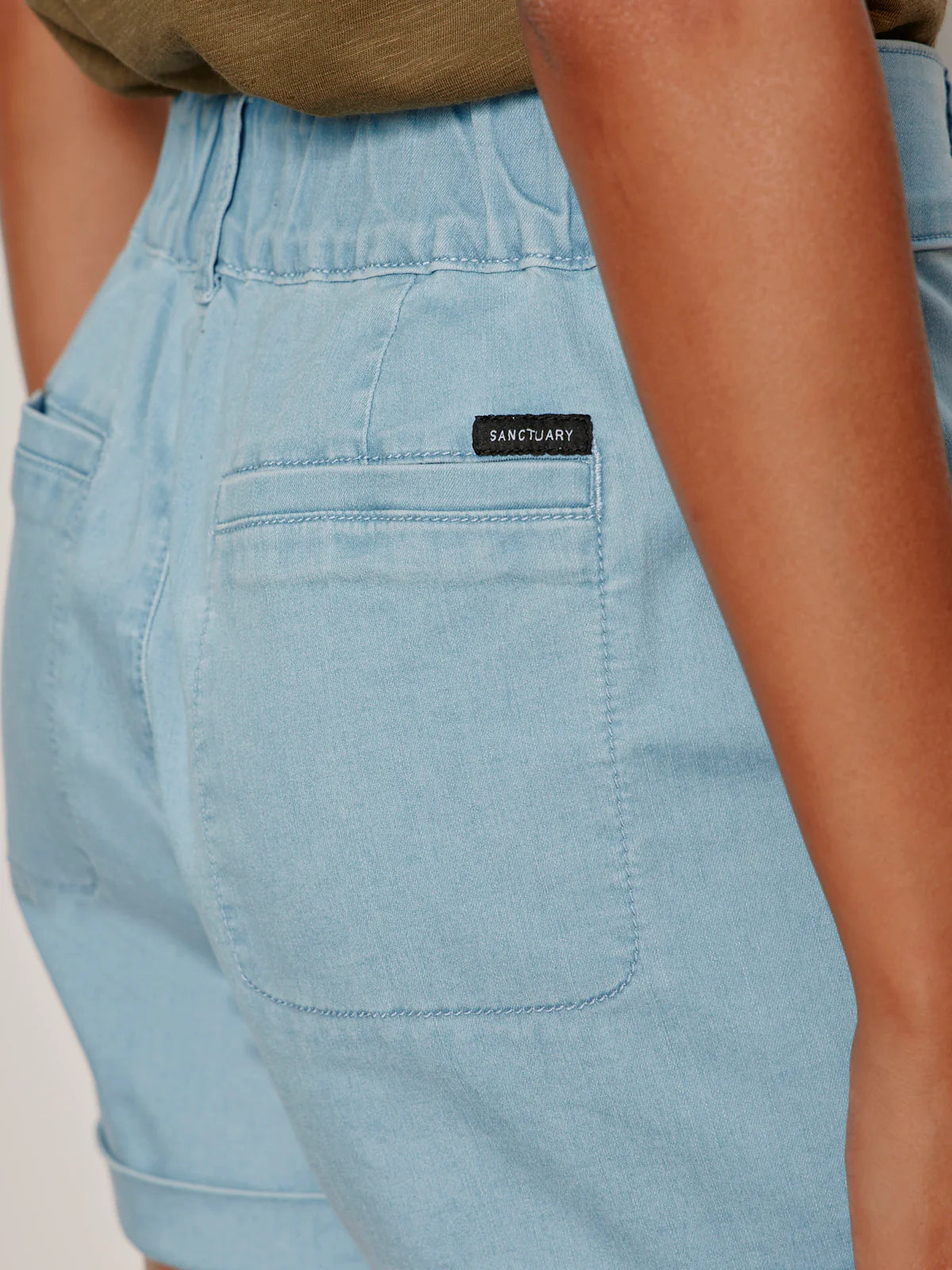 Wander On Denim Shorts - Skyline