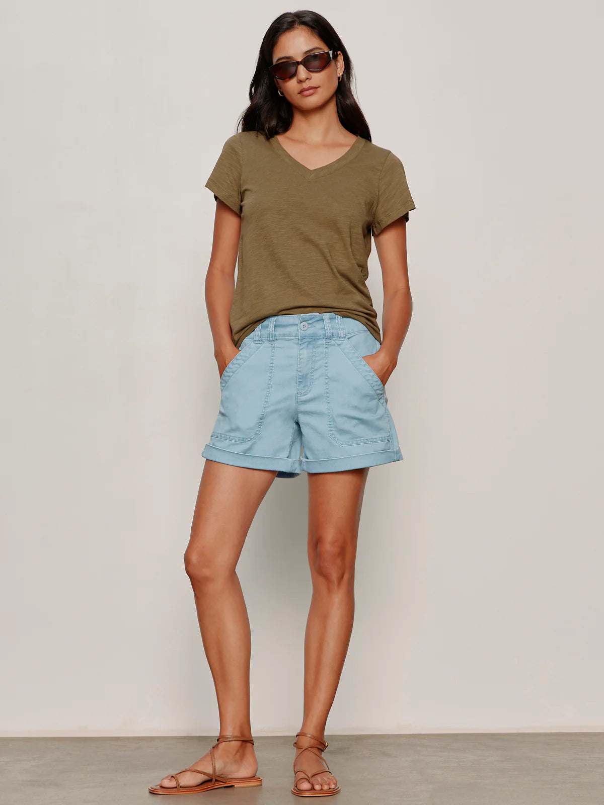 Wander On Denim Shorts - Skyline