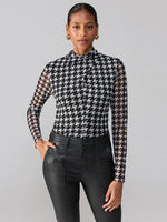 Load image into Gallery viewer, Make A Statement Mesh Top Pulse Houndstooth
