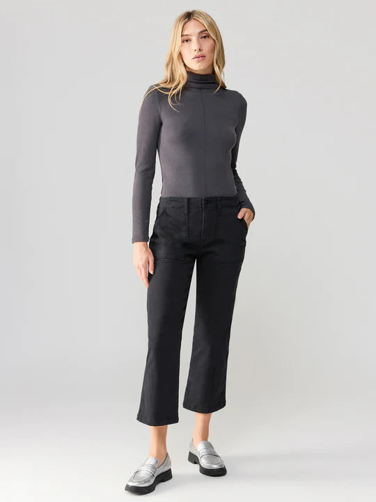 Soft Mock Neck Rib Knit Top Mineral