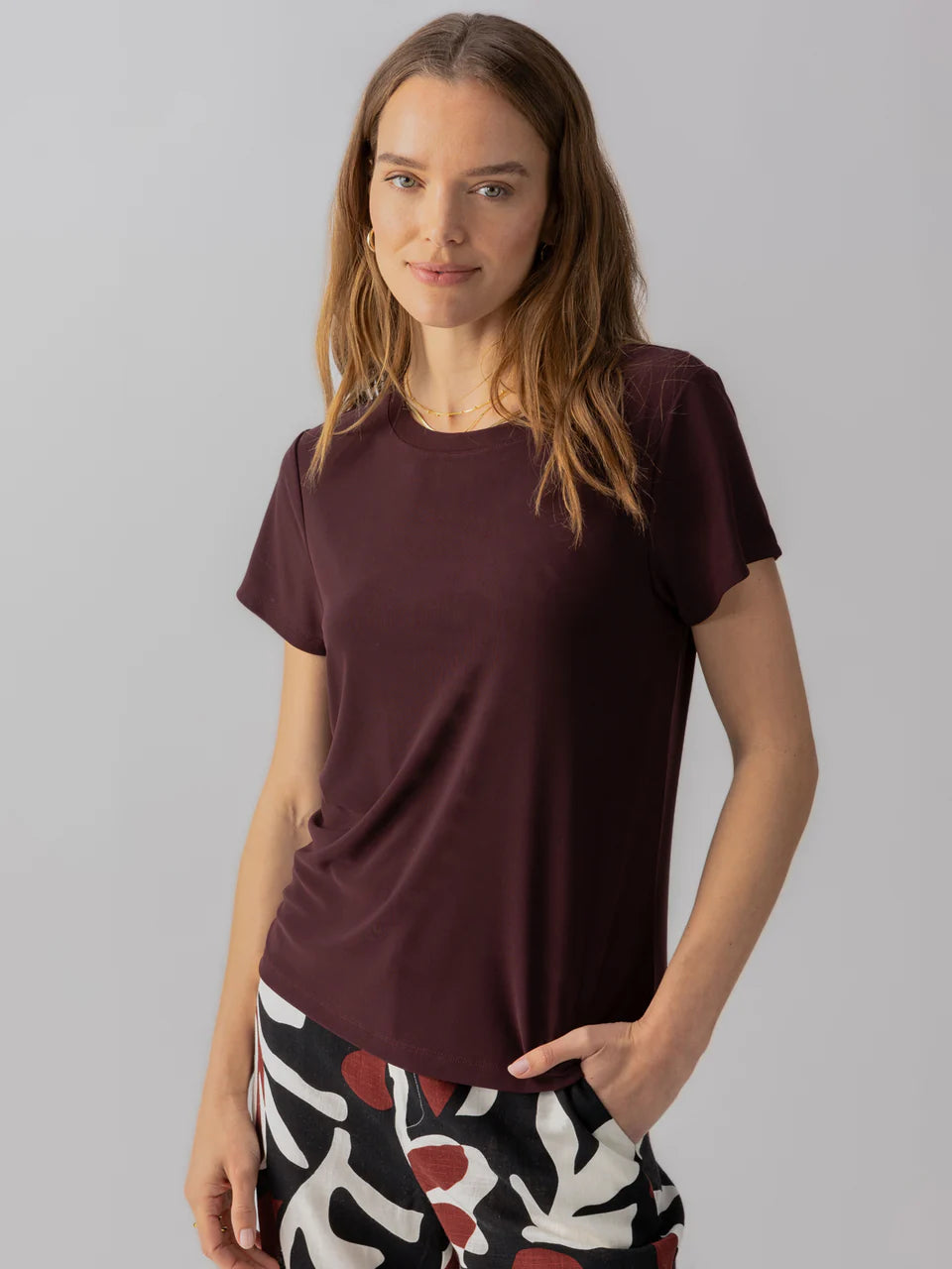 The Perfect Mesh Tee Dark Cherry