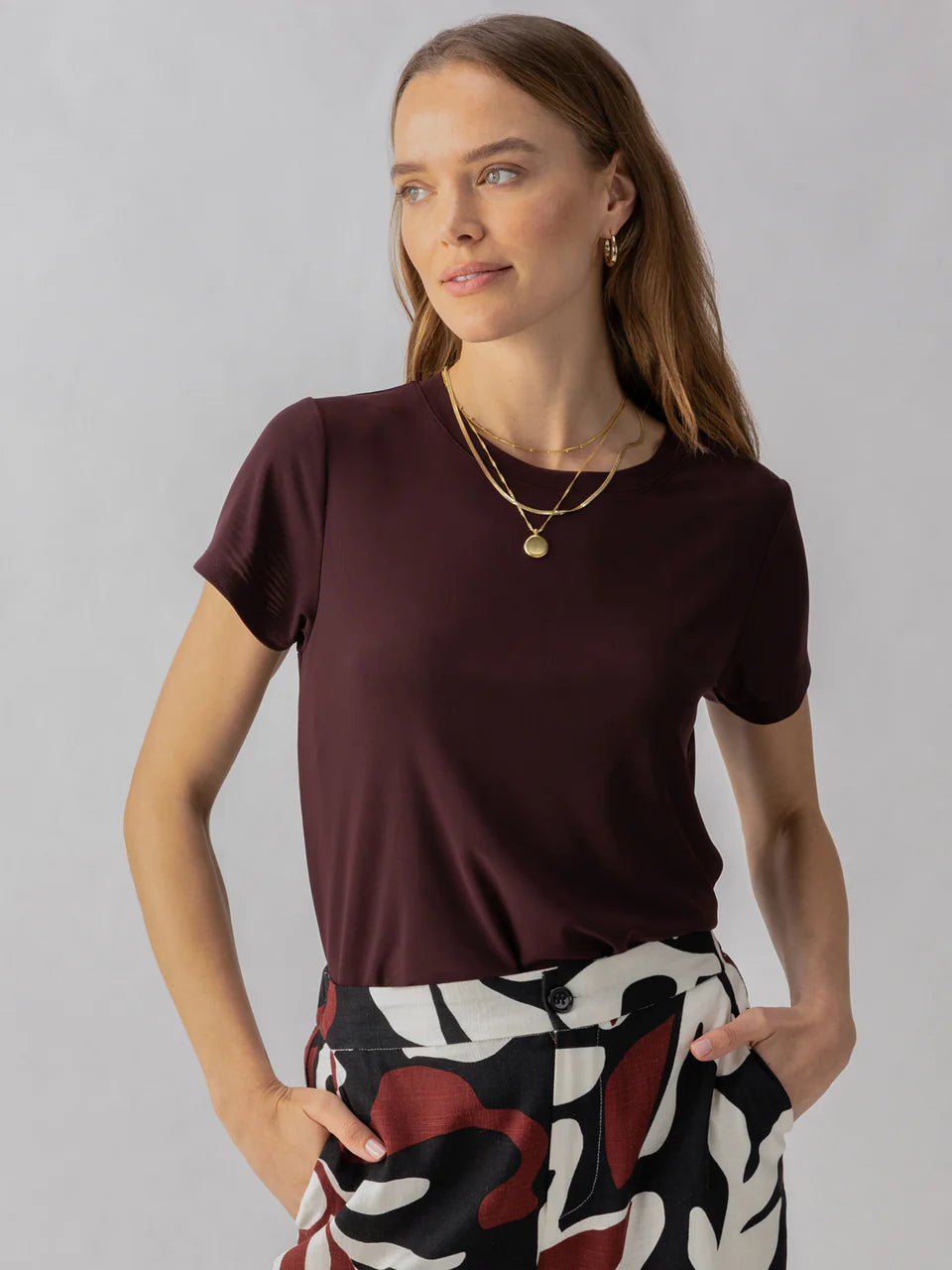The Perfect Mesh Tee Dark Cherry
