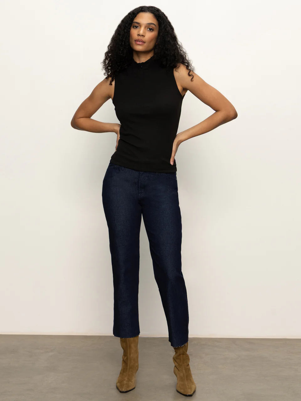 Sleeveless Zip Mock Top