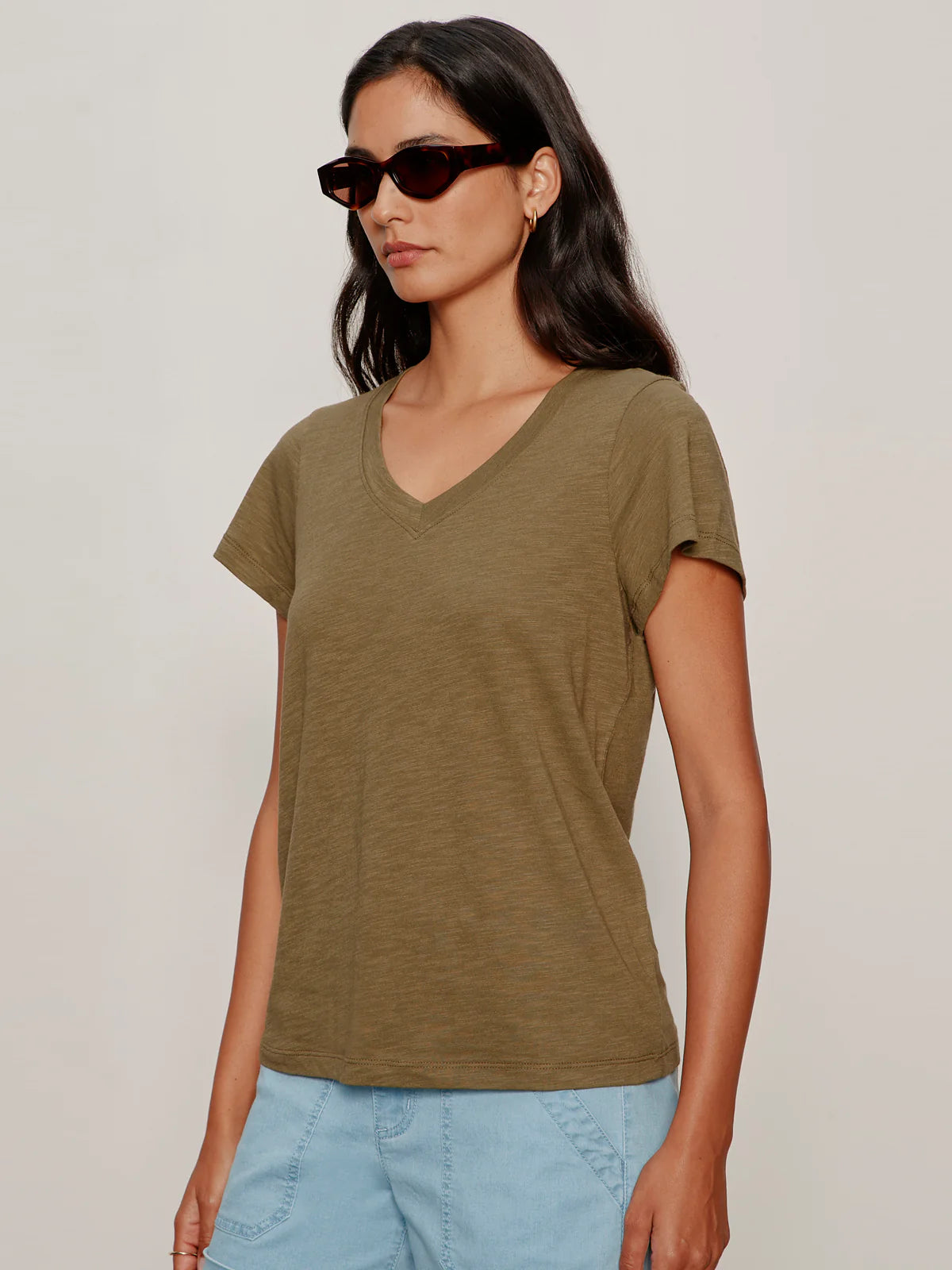 Soft V Neck Tee - Burnt Olive