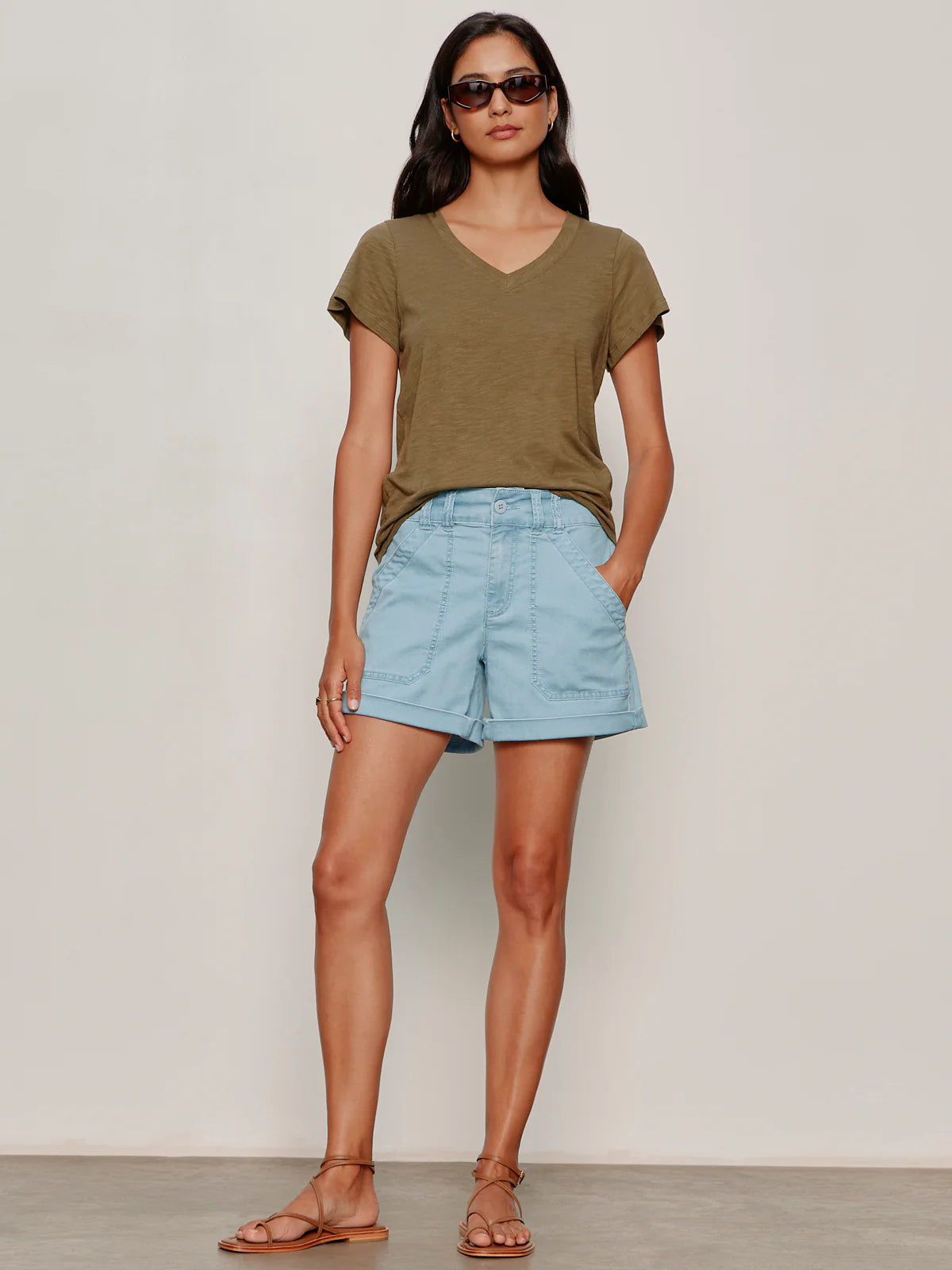 Soft V Neck Tee - Burnt Olive