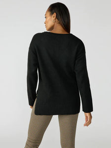 Casual Cozy V-Neck Sweater Black
