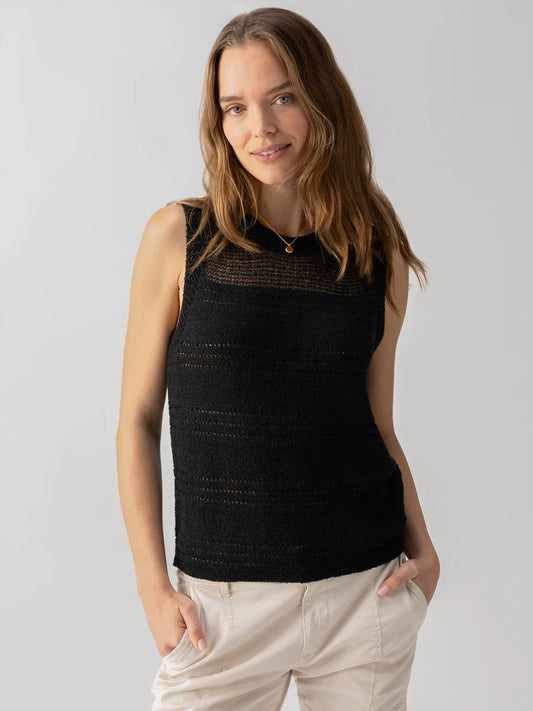 Waves of Summer Shell Sweater Black