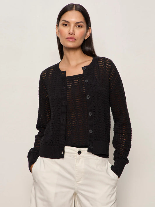 For Keeps Pointelle Cardigan Black