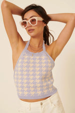 Load image into Gallery viewer, It Girl Houndstooth Halter Sweater Crop Top
