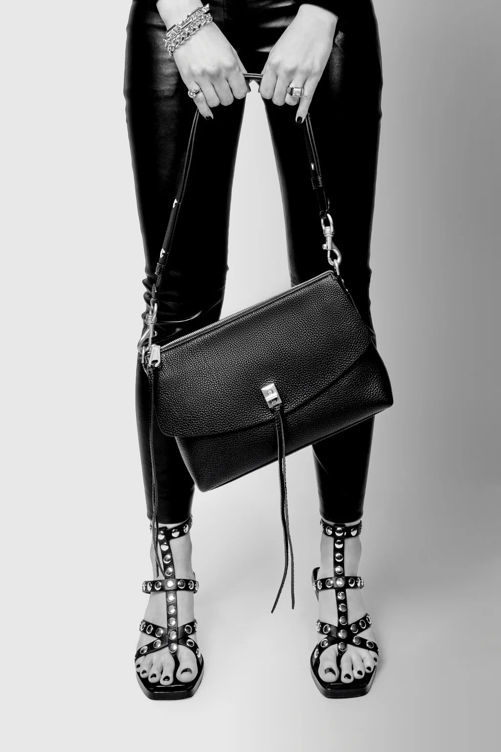 Darren Top Zip Shoulder Bag - Black