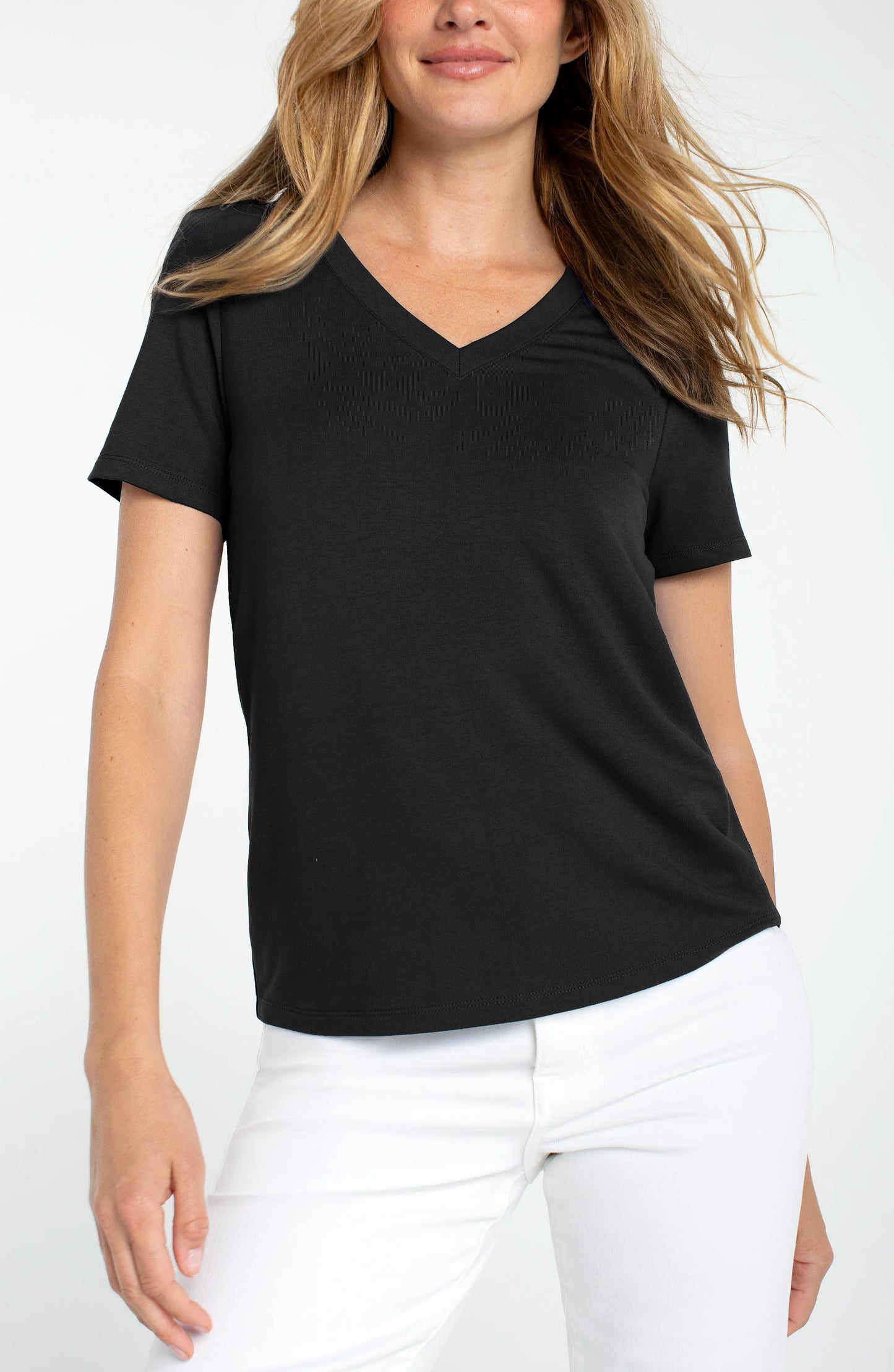 Short Sleeve V-neck Knit Tee