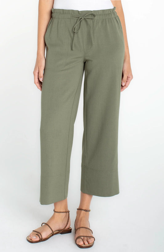 Pull-on Tie Waist Wide Leg Ankle