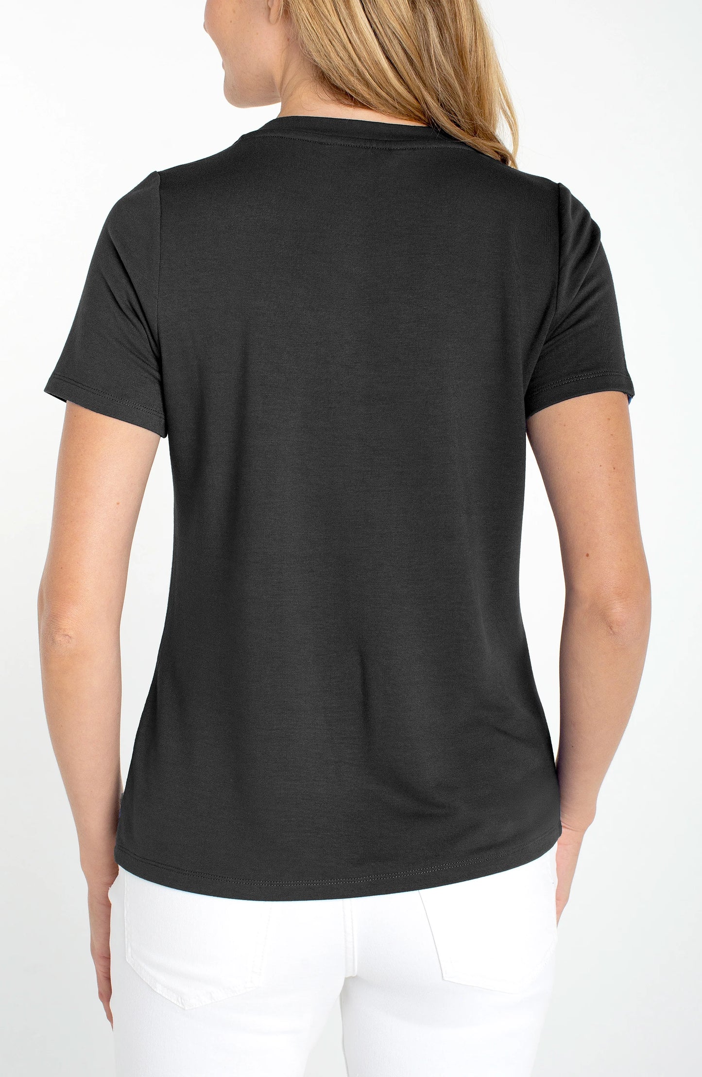 Short Sleeve V-neck Knit Tee