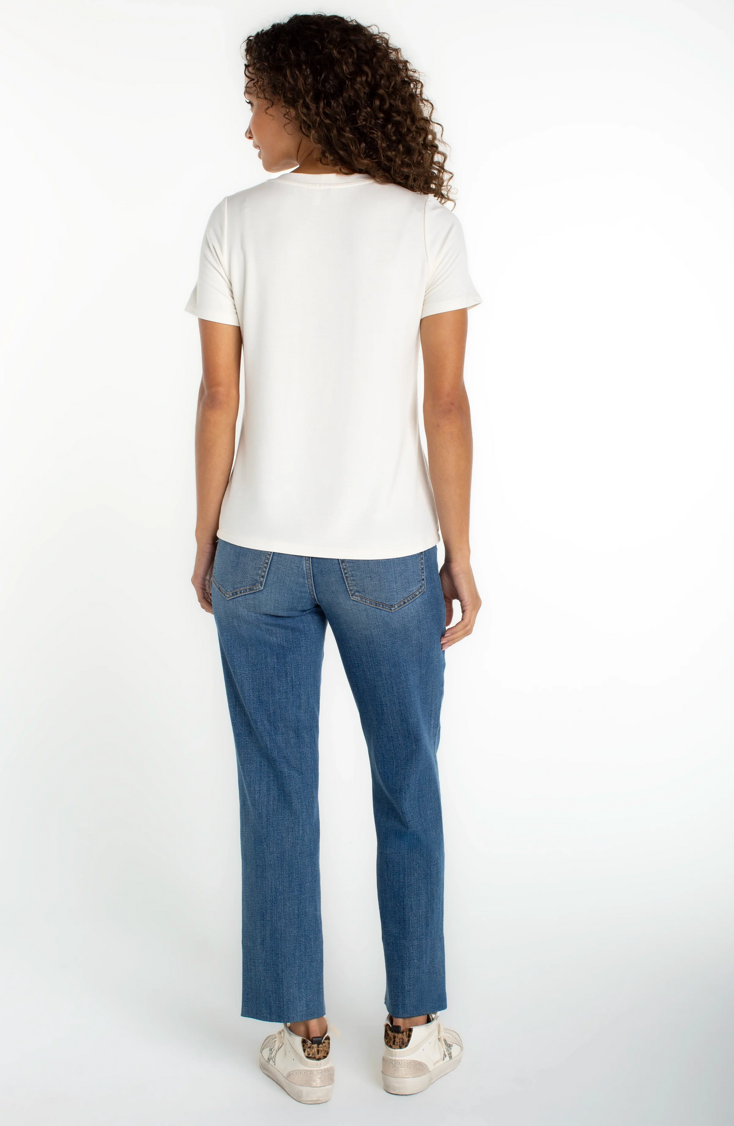 Short Sleeve V-neck Knit Tee