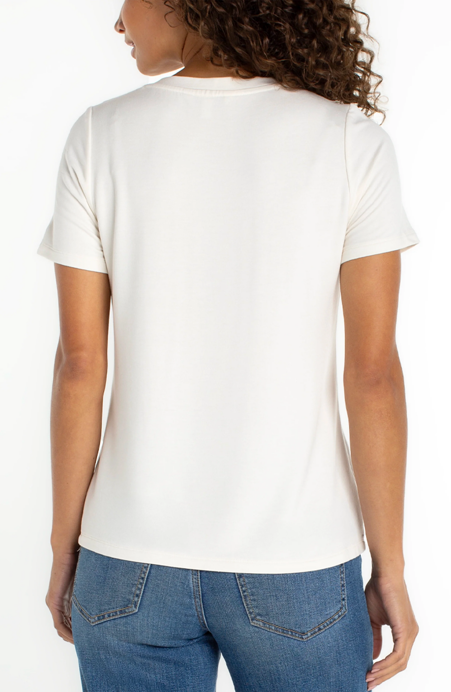 Short Sleeve V-neck Knit Tee