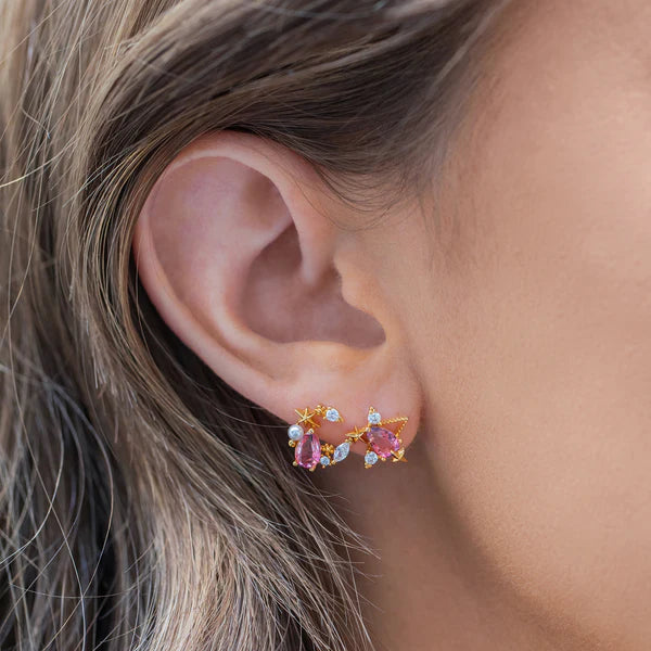 Aurora Moon & Star Studs - Gold