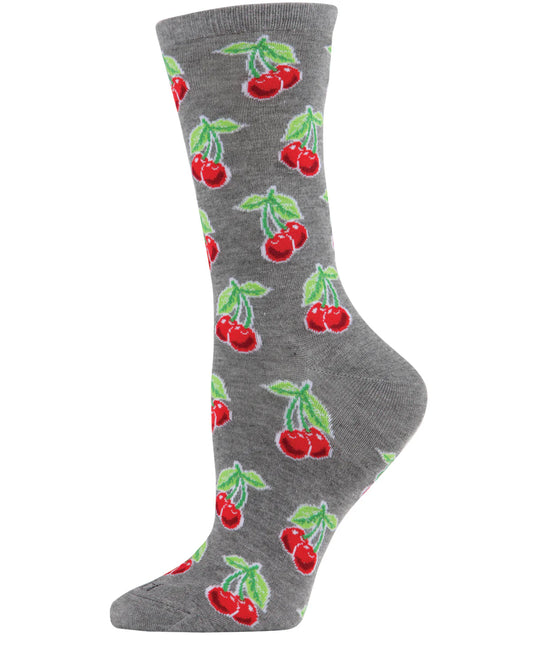 Women's Cherries Bamboo Crew Socks