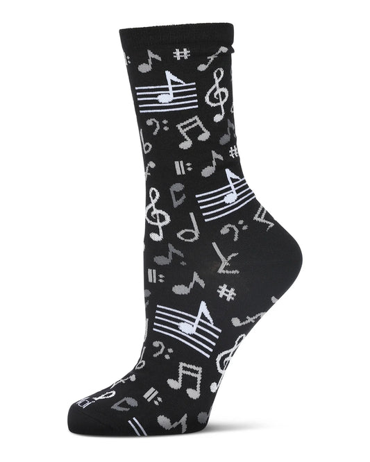 Women's Music Note Bamboo Crew Socks