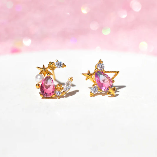 Aurora Moon & Star Studs - Gold