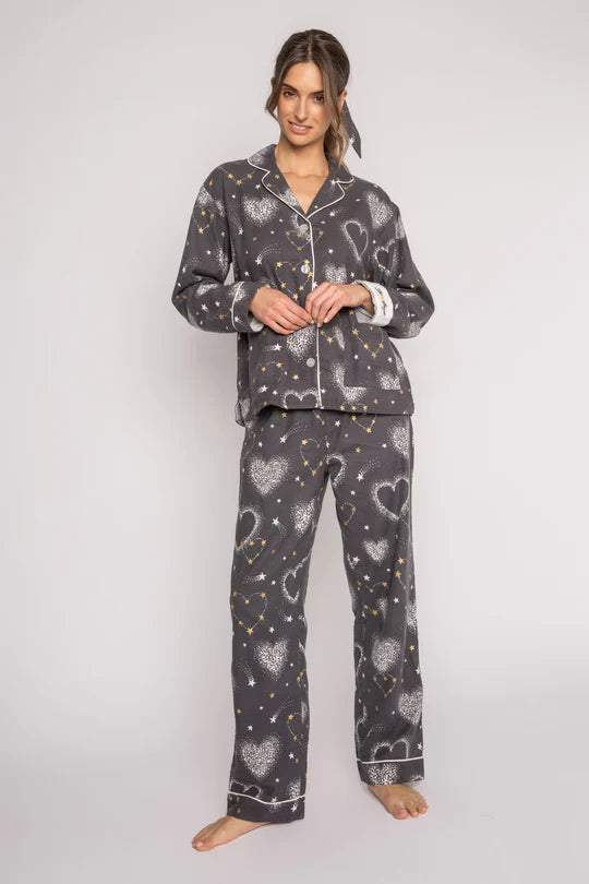 Flannel Pajama Sets - Pewter