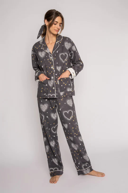 Flannel Pajama Sets - Pewter