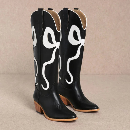 Ruby Western Boots - Black/White