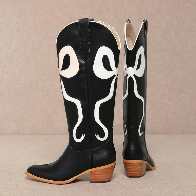 Ruby Western Boots - Black/White