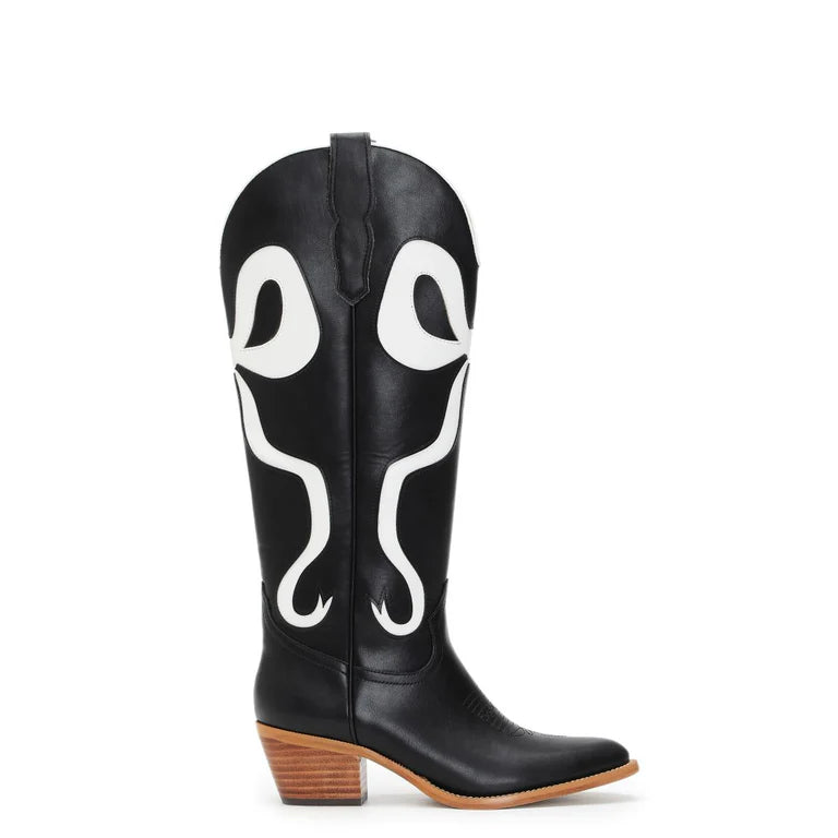 Ruby Western Boots - Black/White