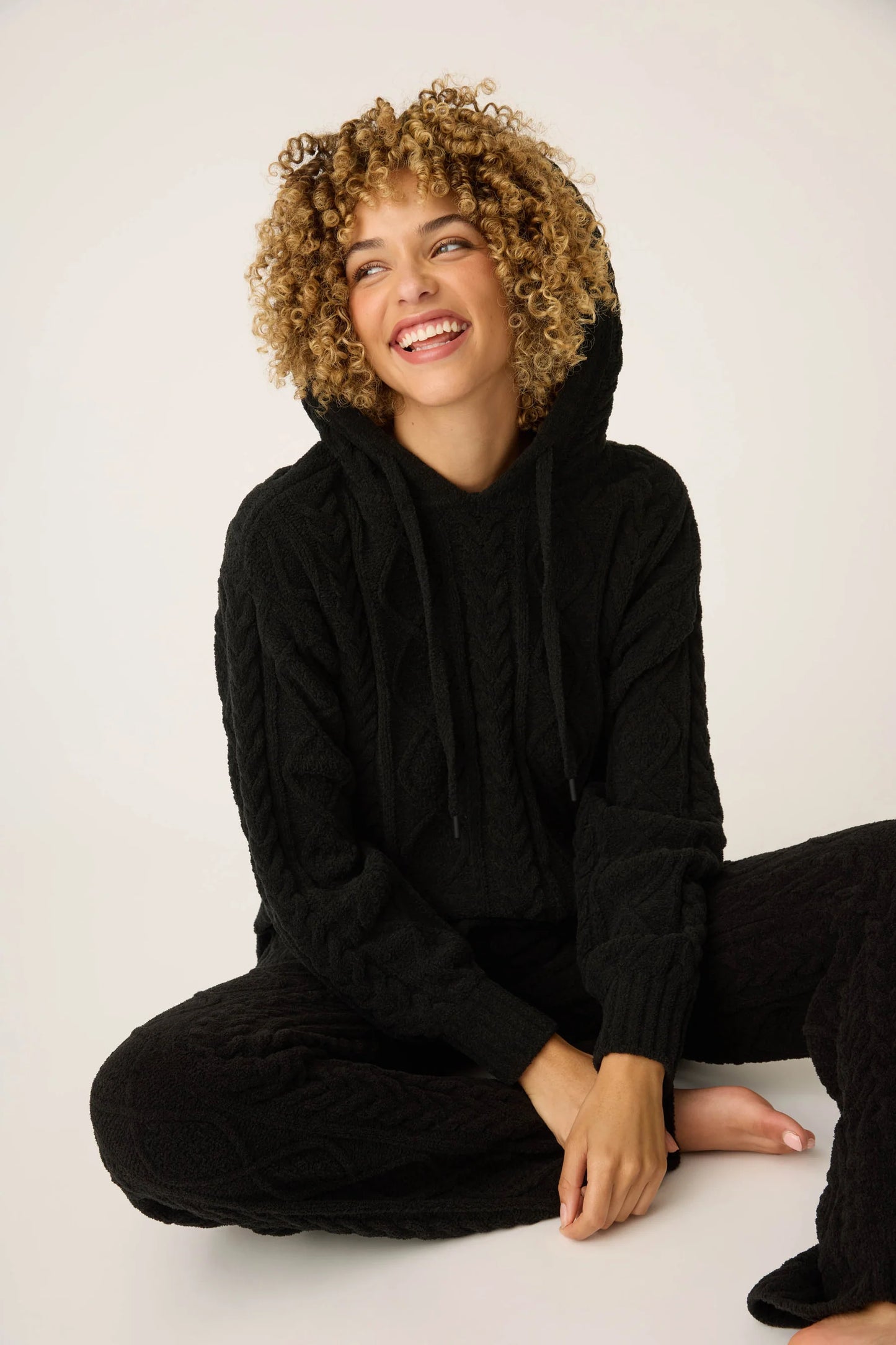 Chenille Cable Knit Hoodie Cozy