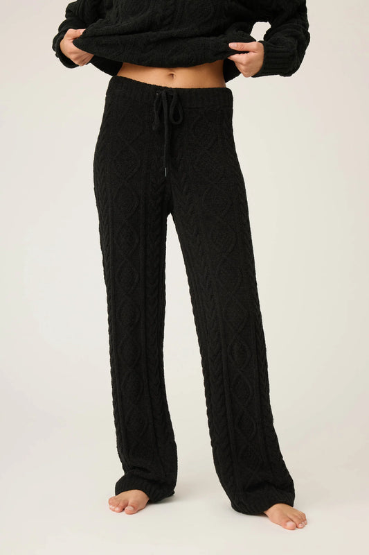 Chenille Cable Knit Open Leg Pants