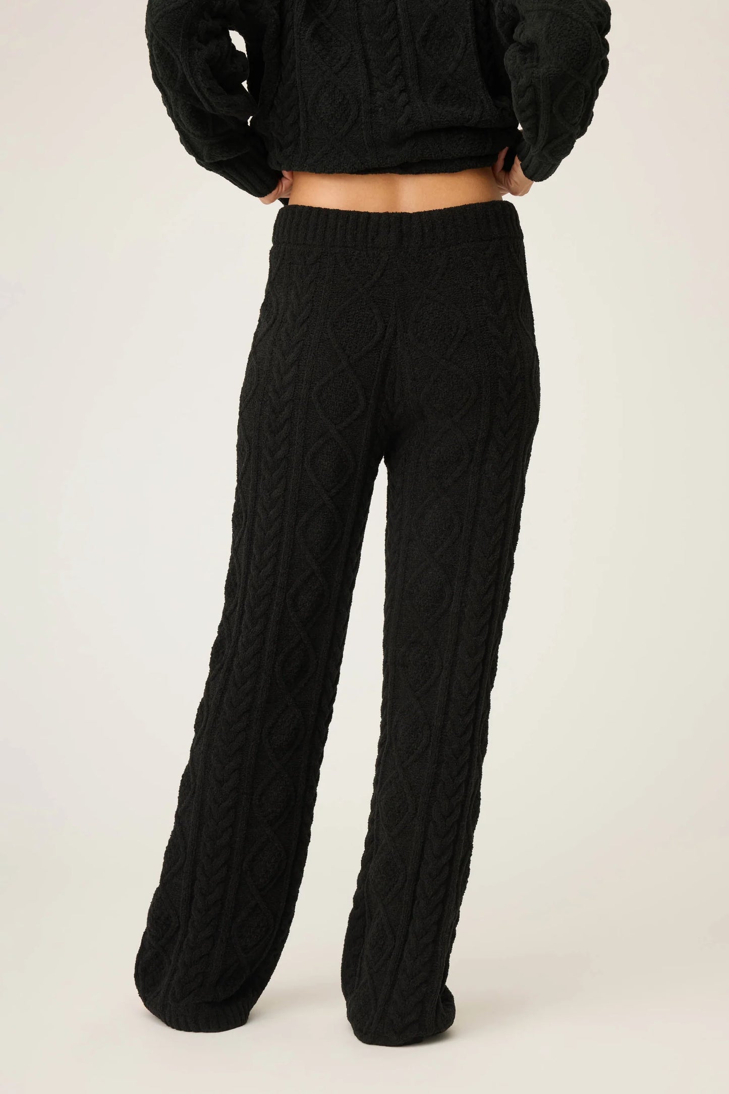 Chenille Cable Knit Open Leg Pants
