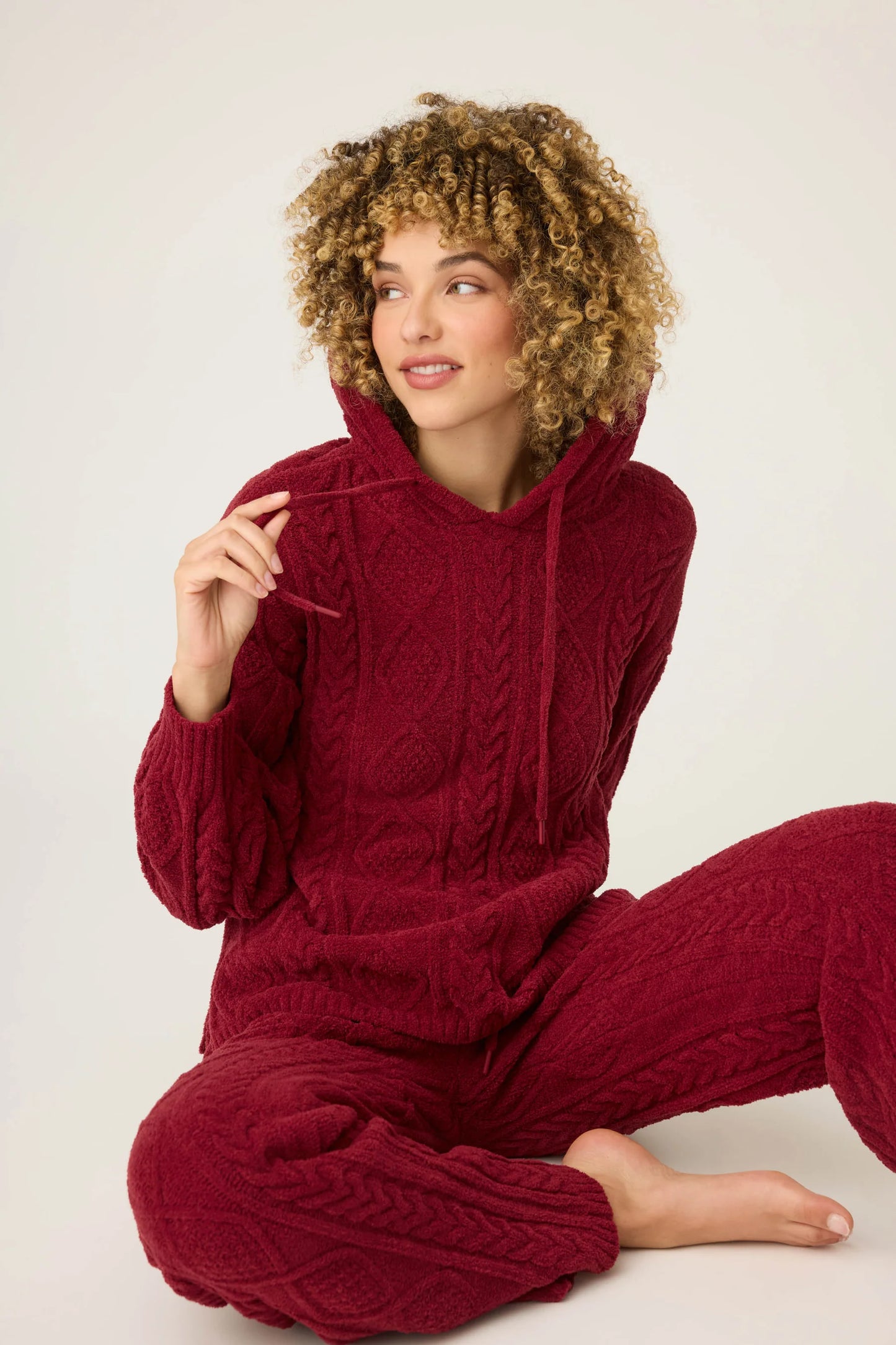 Chenille Cable Knit Hoodie Cozy