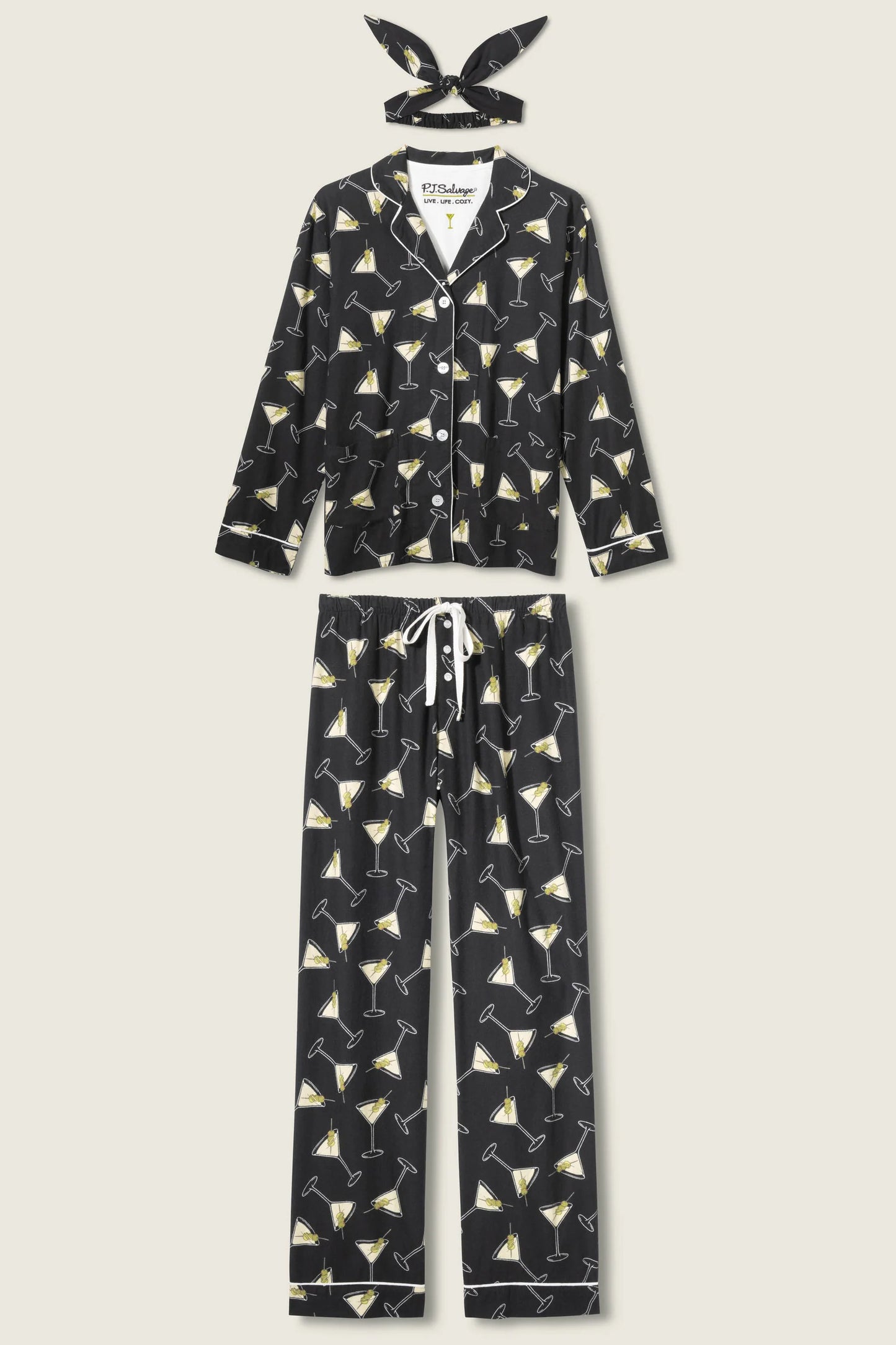 Merrier With A Martini 3-Piece Flannel PJ Set