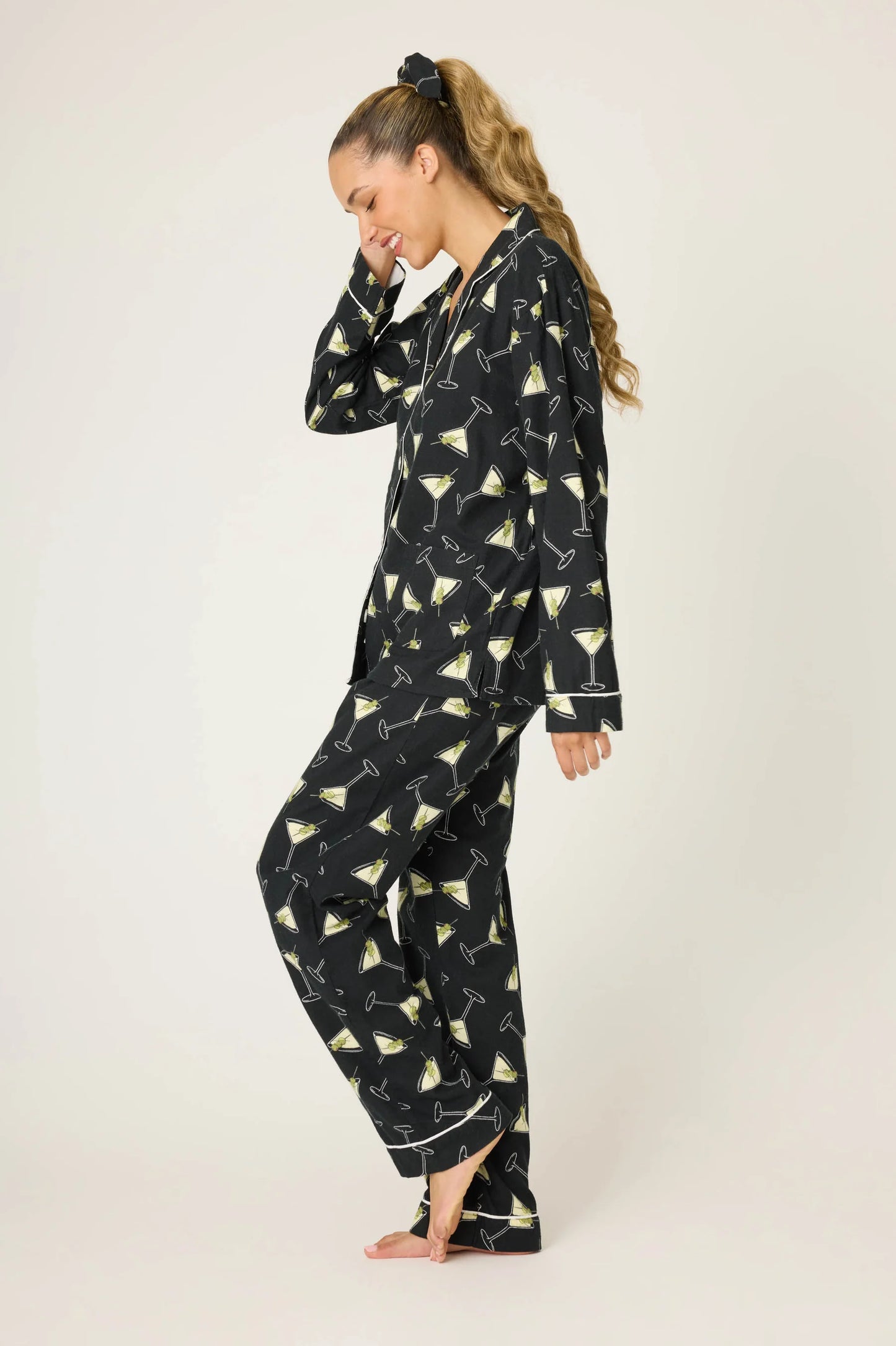 Merrier With A Martini 3-Piece Flannel PJ Set