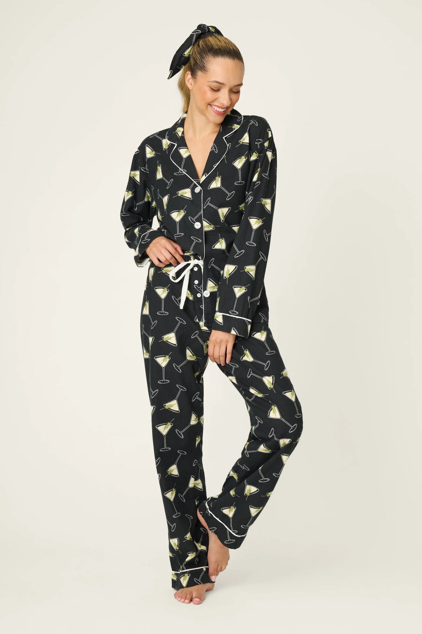 Merrier With A Martini 3-Piece Flannel PJ Set