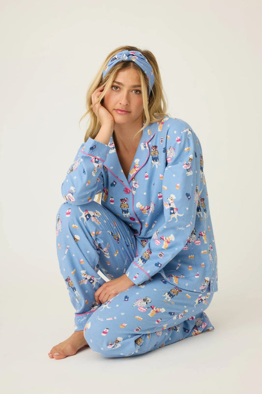 Baked Woof Love Dog Print 3-Piece Flannel PJ Set