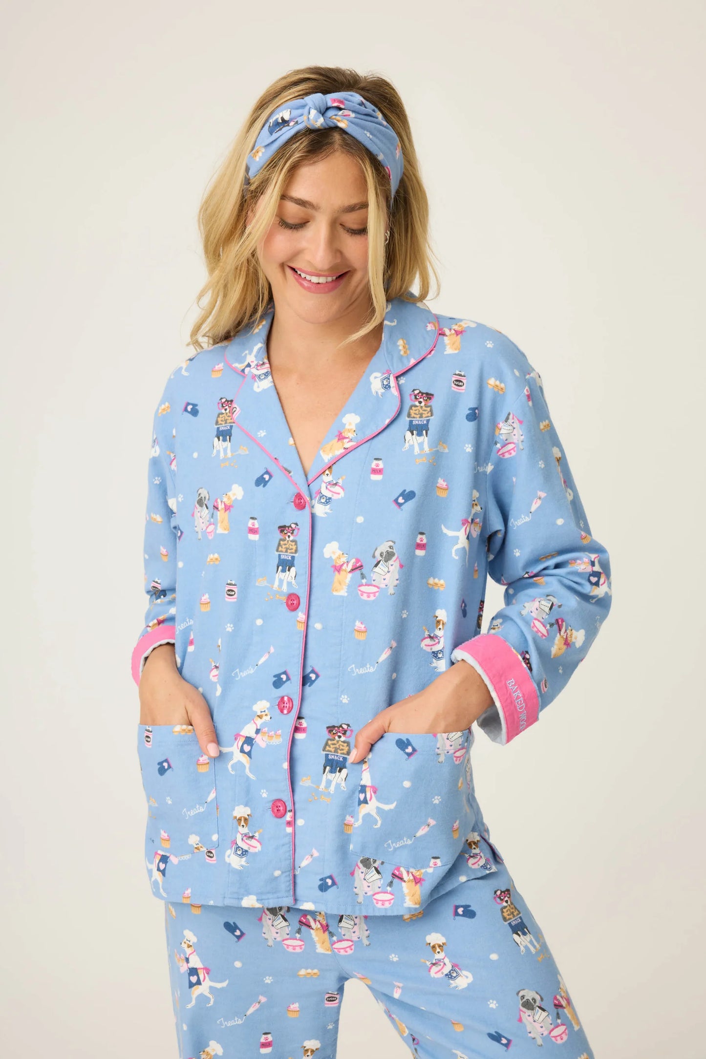 Baked Woof Love Dog Print 3-Piece Flannel PJ Set